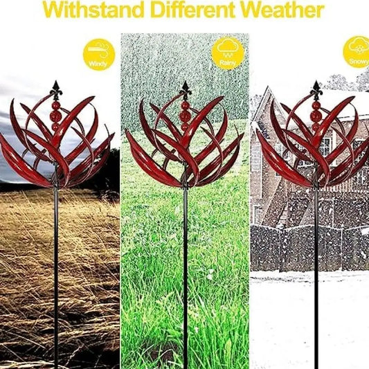 New Harlow Wind Spinner Metal Windmill 3D Wind Powered Kinetic Sculpture Lawn Metal Wind Solar Spinners Yard Garden Decoration