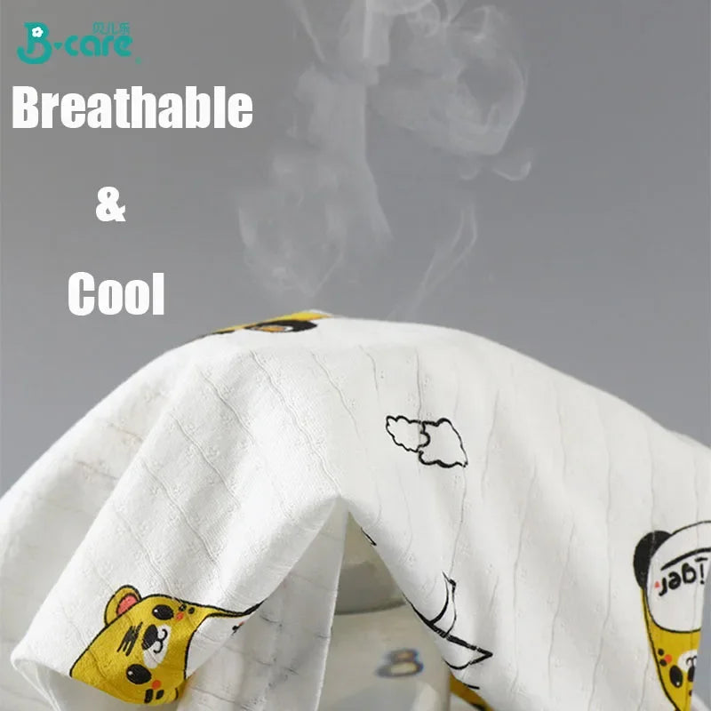 طقم ملابس نوم قطنية صيفية للأطفال - تيشيرت بأكمام قصيرة وشورت يسمحان بمرور الهواء للأولاد والبنات