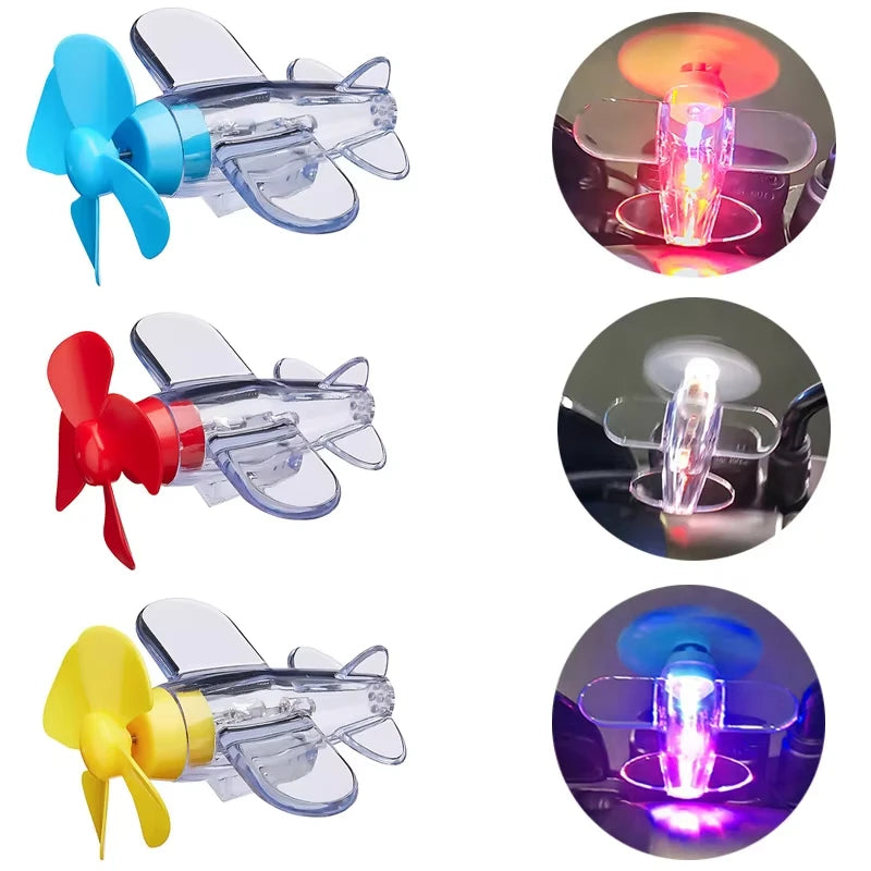 Wind-Powered LED Airplane Ornament – Motorcycle & Car Rearview Mirror Decoration with Rotating Lights