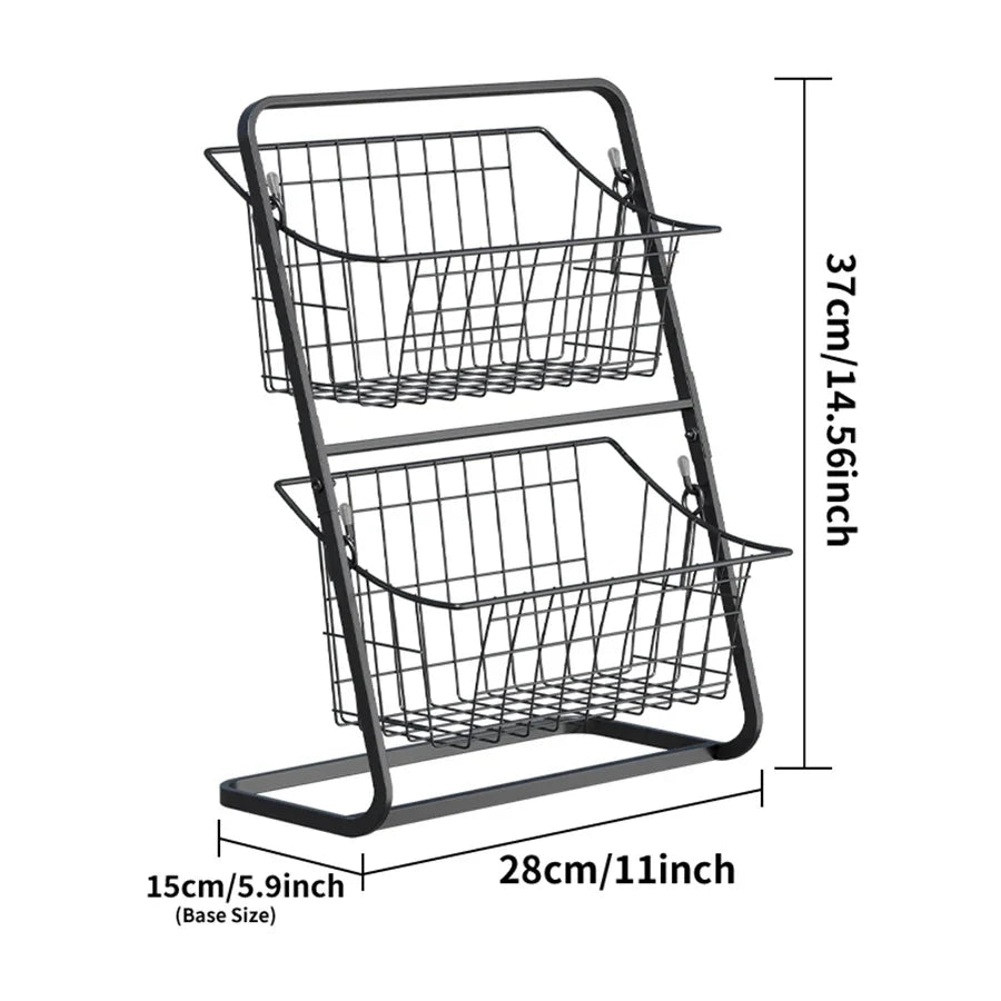 Fruit & Vegetable Wire Basket – Removable Kitchen Countertop Storage Rack for Spices & Snacks