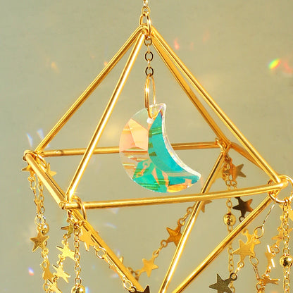 Hanging Sun Catcher Crystal Teardrop Chandelier Wind Chime Prism Suncatcher Rainbow Maker Light Catcher Window Garden Decoration