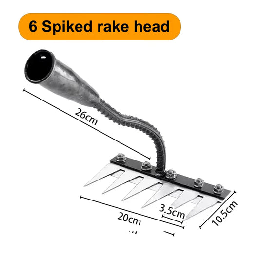 Iron Tooth Garden Hoe Rake – 5/6/7/8 Teeth Weeding Tool for Loosening Soil & Farm Work