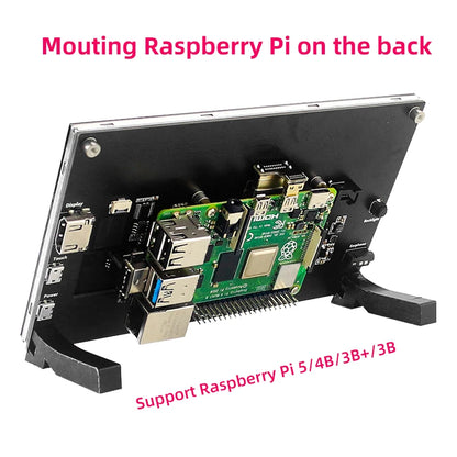 7 Inch Portable Display IPS LCD Capacitive Touch Screen 1024x600 Monitor Optional Speakers for Raspberry Pi 5 4B 3B+ Laptop PC