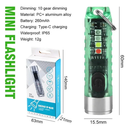 مصباح يدوي صغير متعدد الوظائف بتقنية LED، مصباح محمول يُعلق على سلسلة المفاتيح، مصباح مغناطيسي، مصباح قابل لإعادة الشحن عبر منفذ USB، مصباح يعمل بالأشعة فوق البنفسجية، مصباح طوارئ للتخييم 