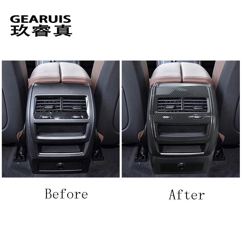 ملصق غطاء فتحة تهوية مكيف الهواء الخلفي من ألياف الكربون لسيارة BMW X5 G05 و X6 G06 موديلات 2019-2022، ملحقات داخلية