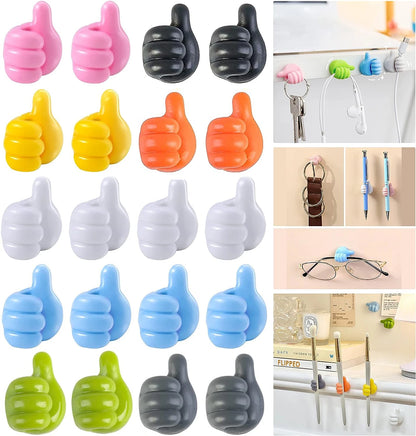 Silicone Thumb Wall Hook Cable Organizer Clips – Self-Adhesive Wire Holder for Kitchen, Bathroom & Home Desk Storage