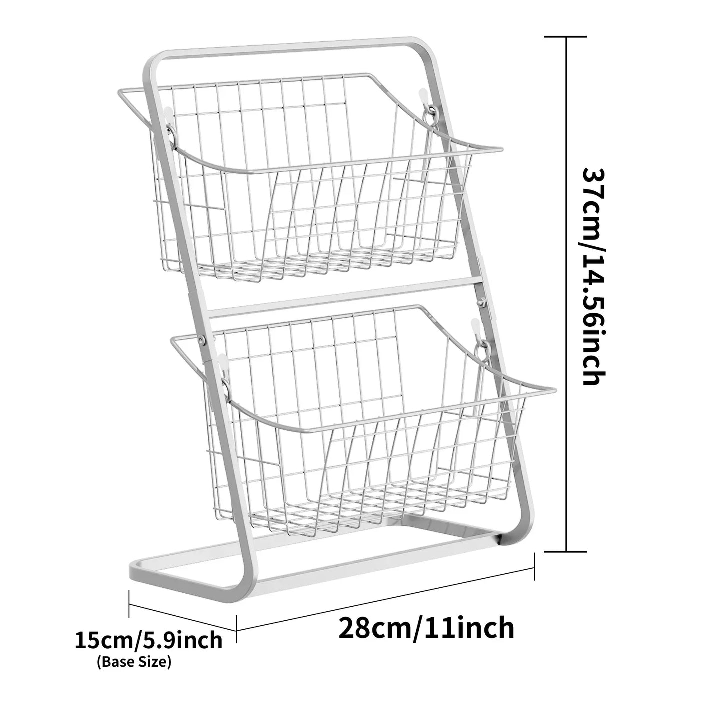 Fruit & Vegetable Wire Basket – Removable Kitchen Countertop Storage Rack for Spices & Snacks