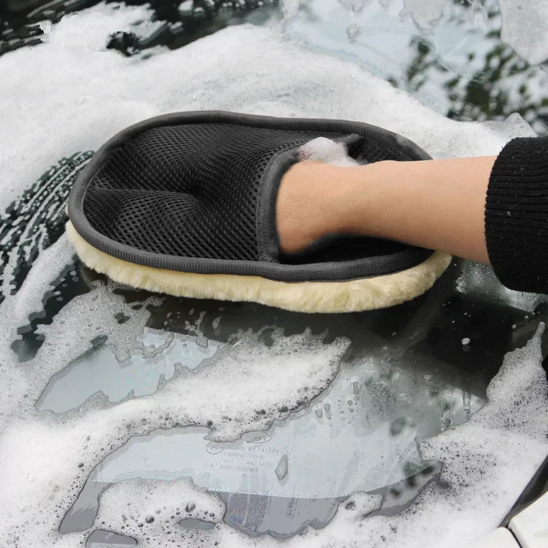 1pcs Car Washing Imitation Wool Gloves Thickened Plush Car Wiping Gloves Waxing Polishing Car Cleaning Products  cleaning cloth
