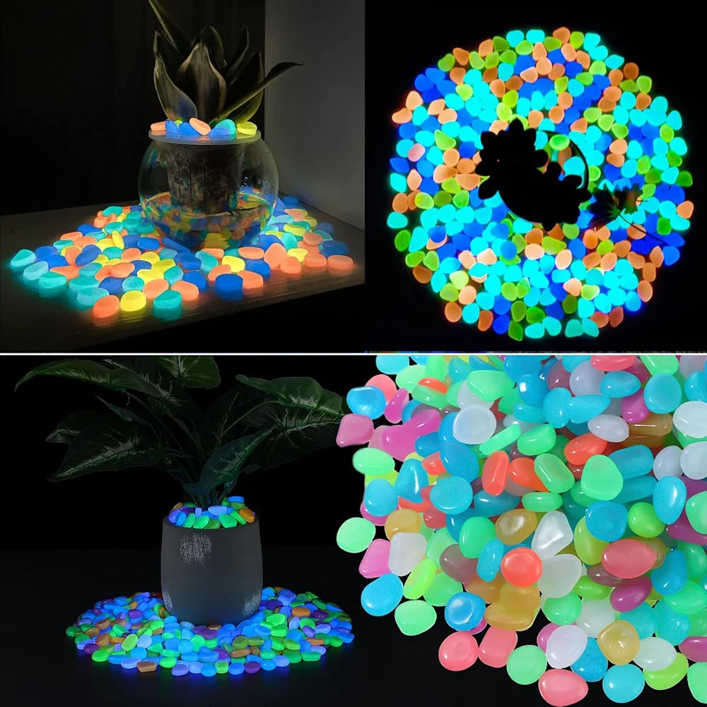 50/200PCS Glow in The Dark Rocks Outdoor Luminous Glowing Pebbles Stones Rocks for Indoor Outdoor Decorations Garden Lawn Yard