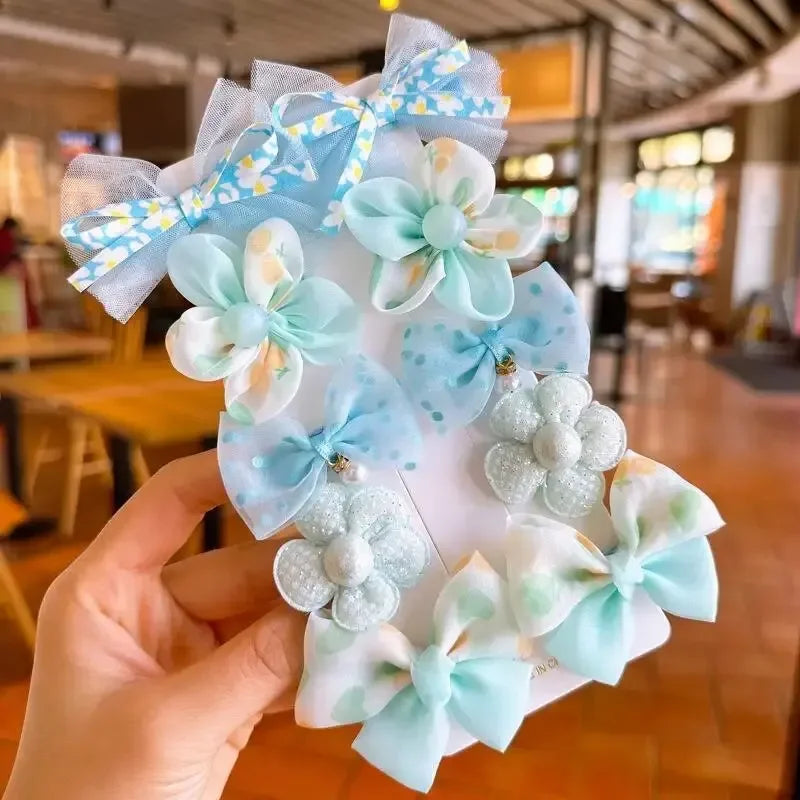 10Pcs Baby Girl Hair Clips Set – Cute Lace Flower Hairpins & Bows for Children, Toddlers, and Newborns