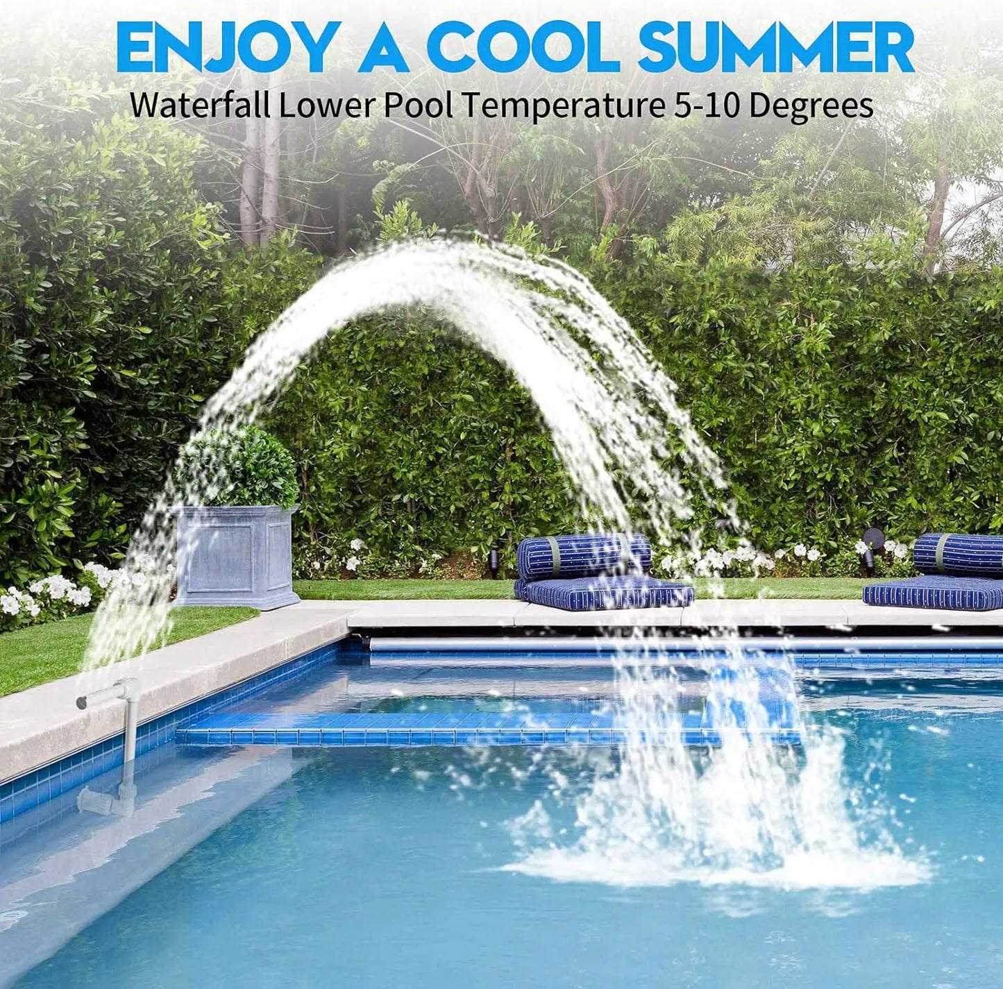 Swimming Pool Waterfall Fountain Kit PVC Feature Water Spay Pools Spa Decorations Easy Install Swimming Pool Accessories
