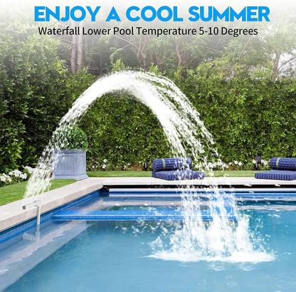 Swimming Pool Waterfall Fountain Kit PVC Feature Water Spay Pools Spa Decorations Easy Install Swimming Pool Accessories