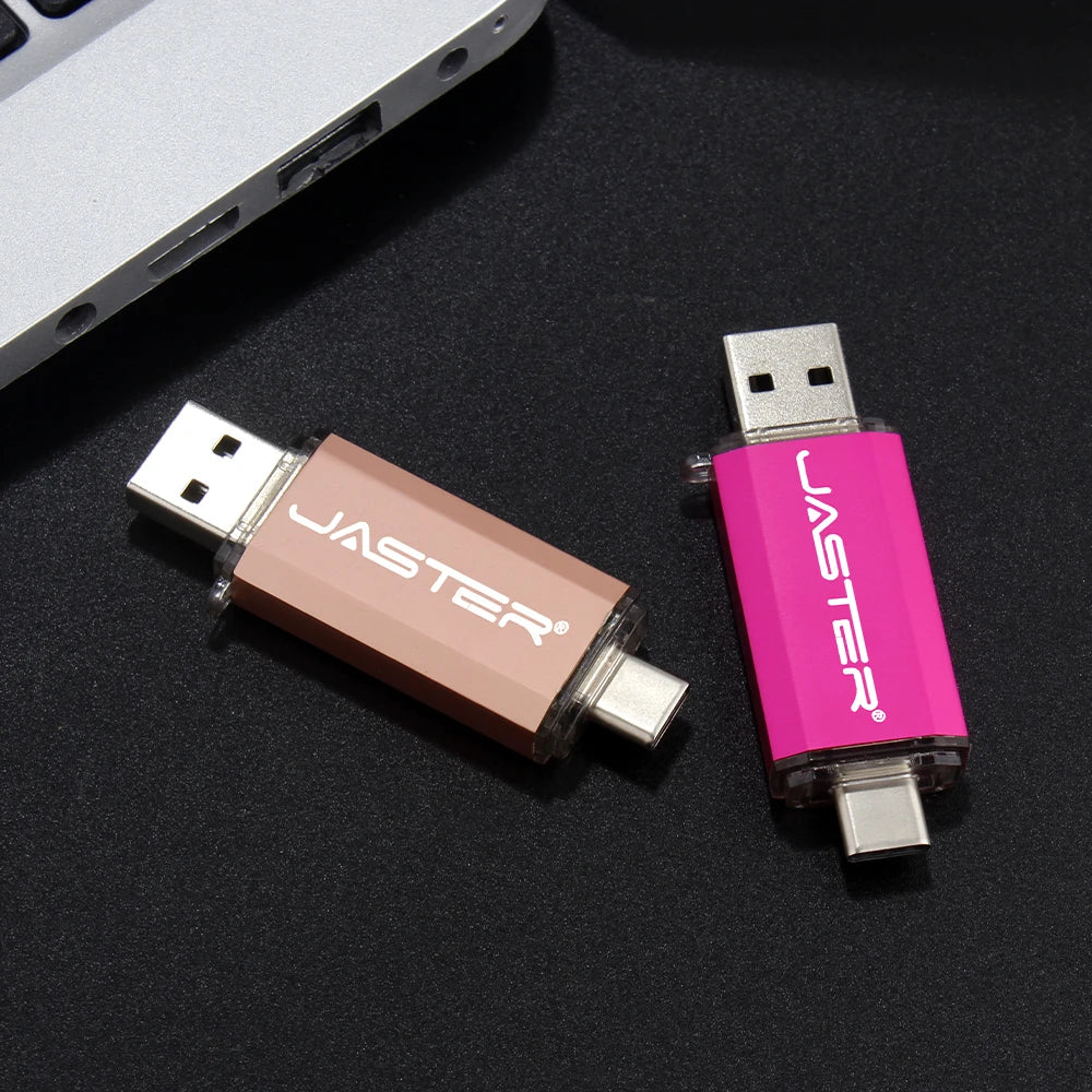 JASTER Pendrive Type C OTG USB Flash Drive 128GB 64GB 32GB 16GB 8GB 4GB Memory Stick 2.0 Pendrive High Speed for Type-C Device