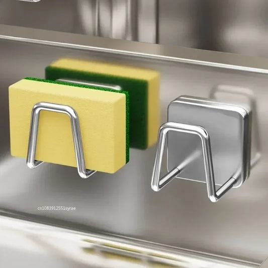 Stainless Steel Sponge Holder – Self-Adhesive Drain Rack for Sink Organization & Storage