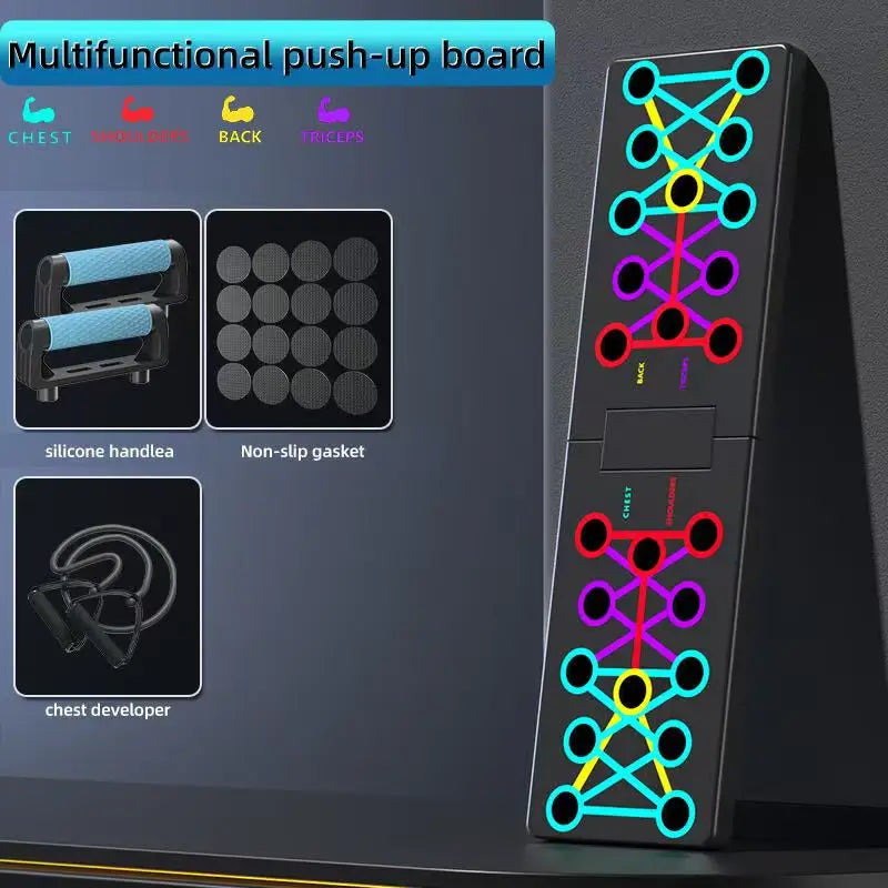 مجموعة ألواح تمارين الضغط المحمولة – قضبان تمارين ضغط متعددة الوظائف قابلة للطي لتمارين الصدر والذراعين والظهر