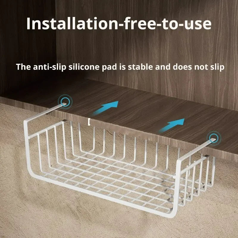 Large Capacity Hanging Net Basket – Iron Wall-Mounted Storage Rack for Kitchen & Wardrobe