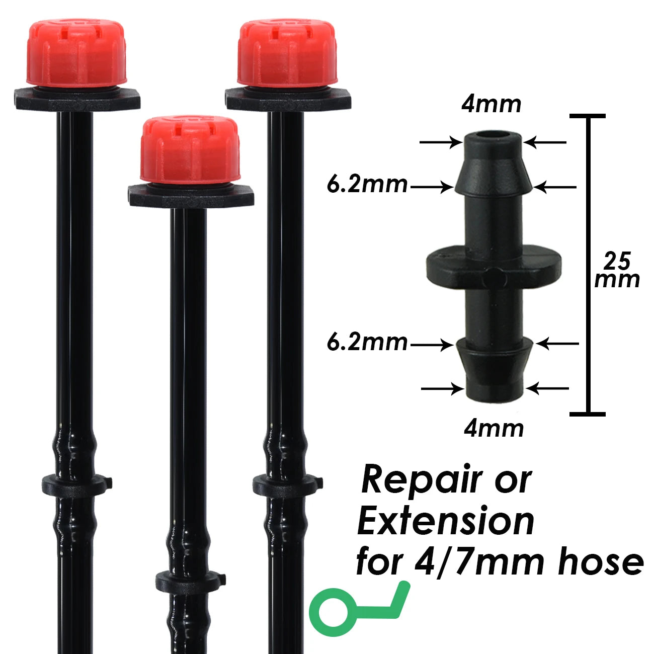 وصلات الري بالتنقيط ذات الأسنان 4/7 مم - وصلات خراطيم الأنابيب 1/4 بوصة للحدائق والمروج وأصص الزهور (1-50 قطعة)