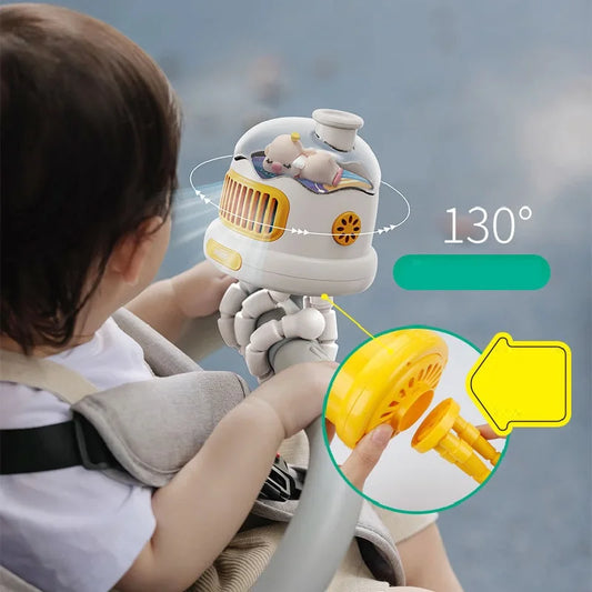 Mini Portable Baby Stroller Fan – USB Rechargeable 3-Speed Flexible Octopus Clip-On Fan