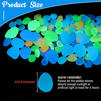 50/200PCS Glow in The Dark Rocks Outdoor Luminous Glowing Pebbles Stones Rocks for Indoor Outdoor Decorations Garden Lawn Yard