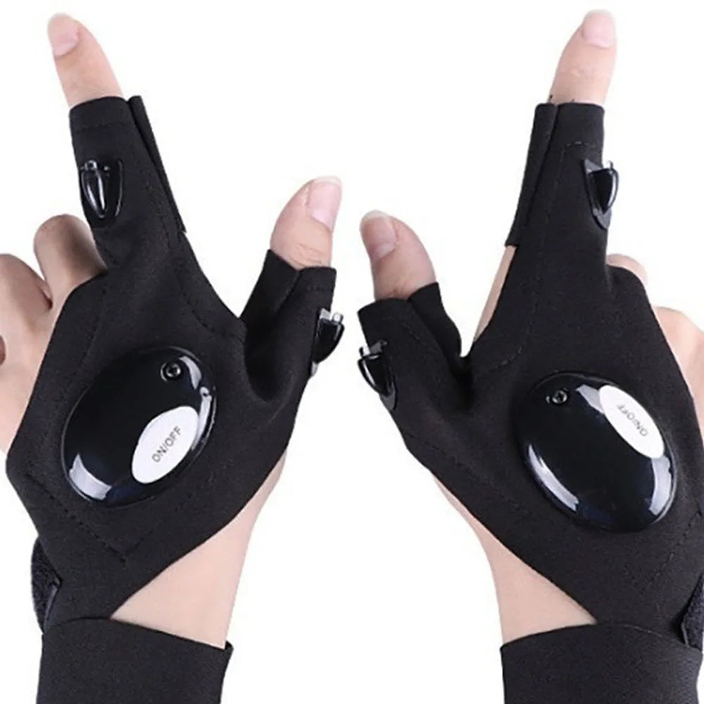 LED Light Gloves for Fishing & Outdoor Use – Fingerless Gloves with Built-in Flashlight