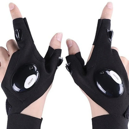 LED Light Gloves for Fishing & Outdoor Use – Fingerless Gloves with Built-in Flashlight
