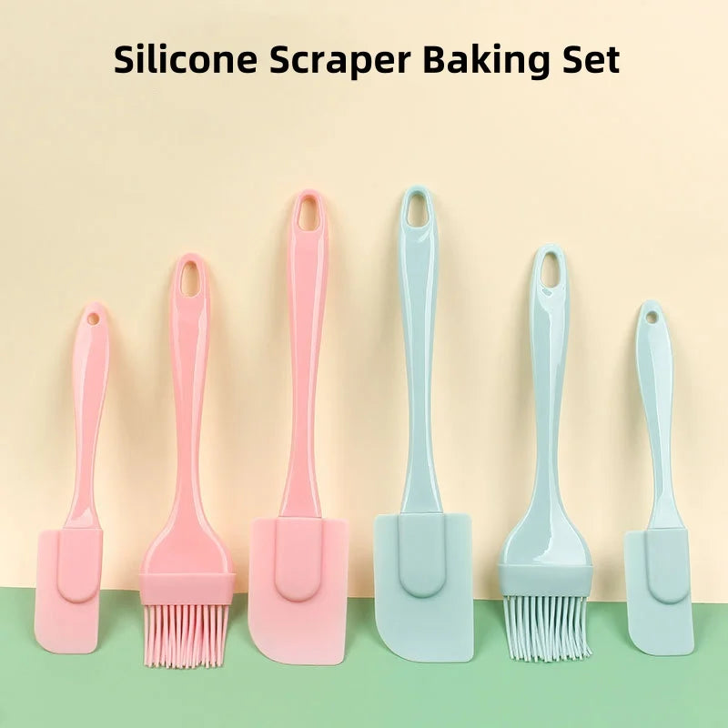 3Pcs/Set Silicone Scraper Oil Brush Cake Butter Spatula Mixer Oil Brush Kitchen Baking Tool Silicone Spatula Non-stick