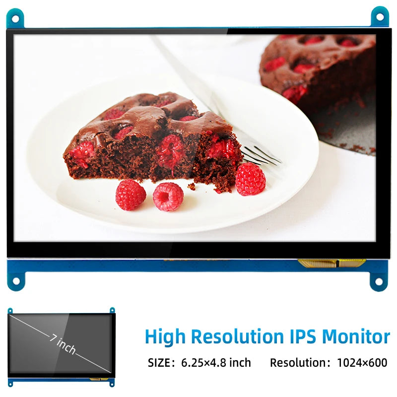 7 Inch Touch Screen Raspberry Pi 5 Capacitive HDMI-compatible TFT LCD for Orange Pi 5 Plus 3B RPI 5 4B 3B+ PC Windows AIDA64
