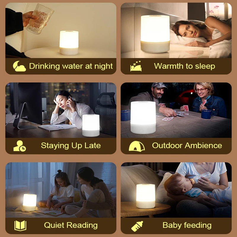 Dimmable Bedside LED Night Lights – Rechargeable Touch Table Lamps for Bedroom & Reading