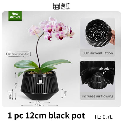 وعاء شبكي مثقوب لزراعة الأوركيد، وعاء بلاستيكي مزخرف لزراعة البنفسج الأفريقي، مزود بفتحات تهوية وتدفق هواء جيد. 