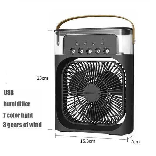 3-in-1 Portable Air Cooler Fan – Mini USB Humidifier, Air Conditioner & LED Night Light for Home, Office & Travel