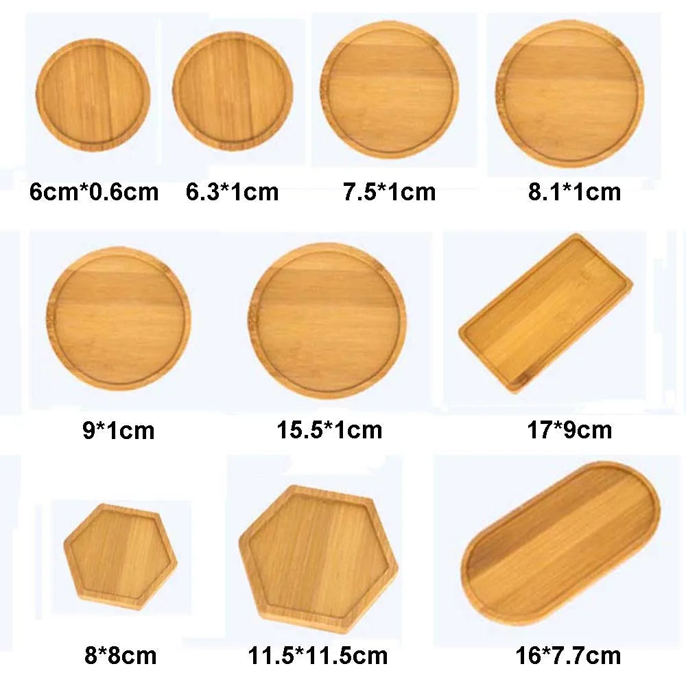 صحن صينية من الخيزران - قاعدة خشبية طبيعية لأصص الزهور والأكواب وديكور المطبخ