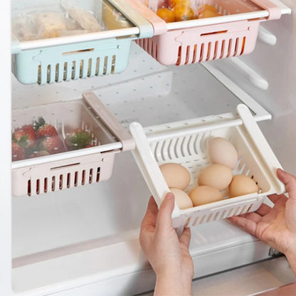 Multi-Functional Retractable Refrigerator Storage Basket – Partition Storage Rack & Kitchen Drain