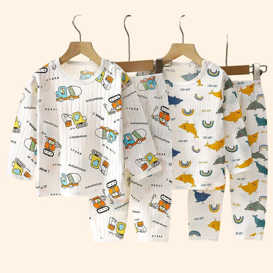 Children's Cotton Pajama Set – Long/Short Sleeve Homewear for Boys and Girls (Autumn/Winter)