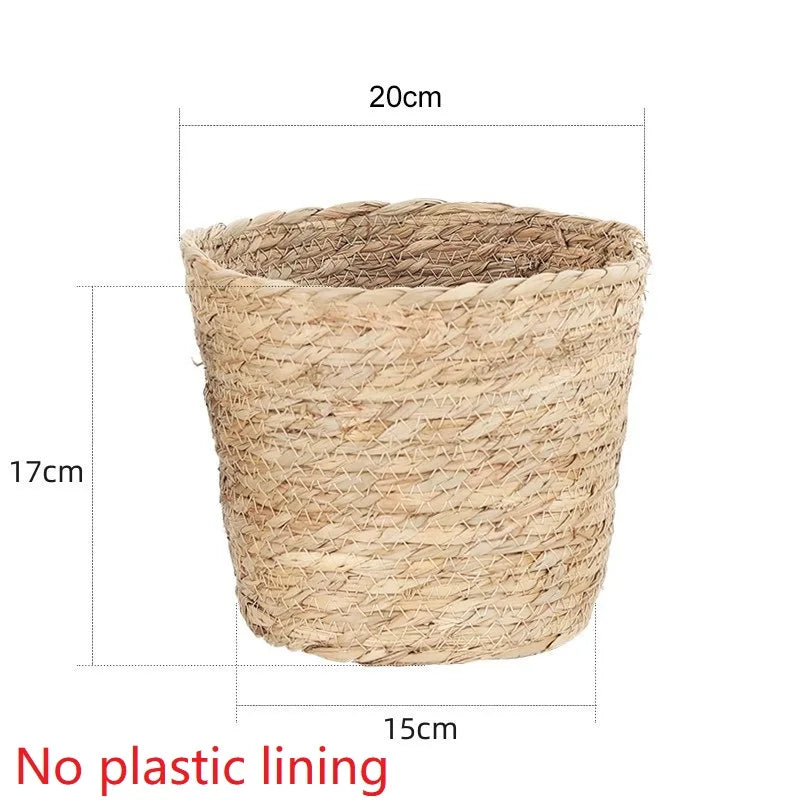 سلة نباتات زهور منسوجة من العشب، سلة زراعة داخلية وخارجية، وعاء زهور للحديقة، سلة نباتات زهور مزخرفة، استخدام تخزين