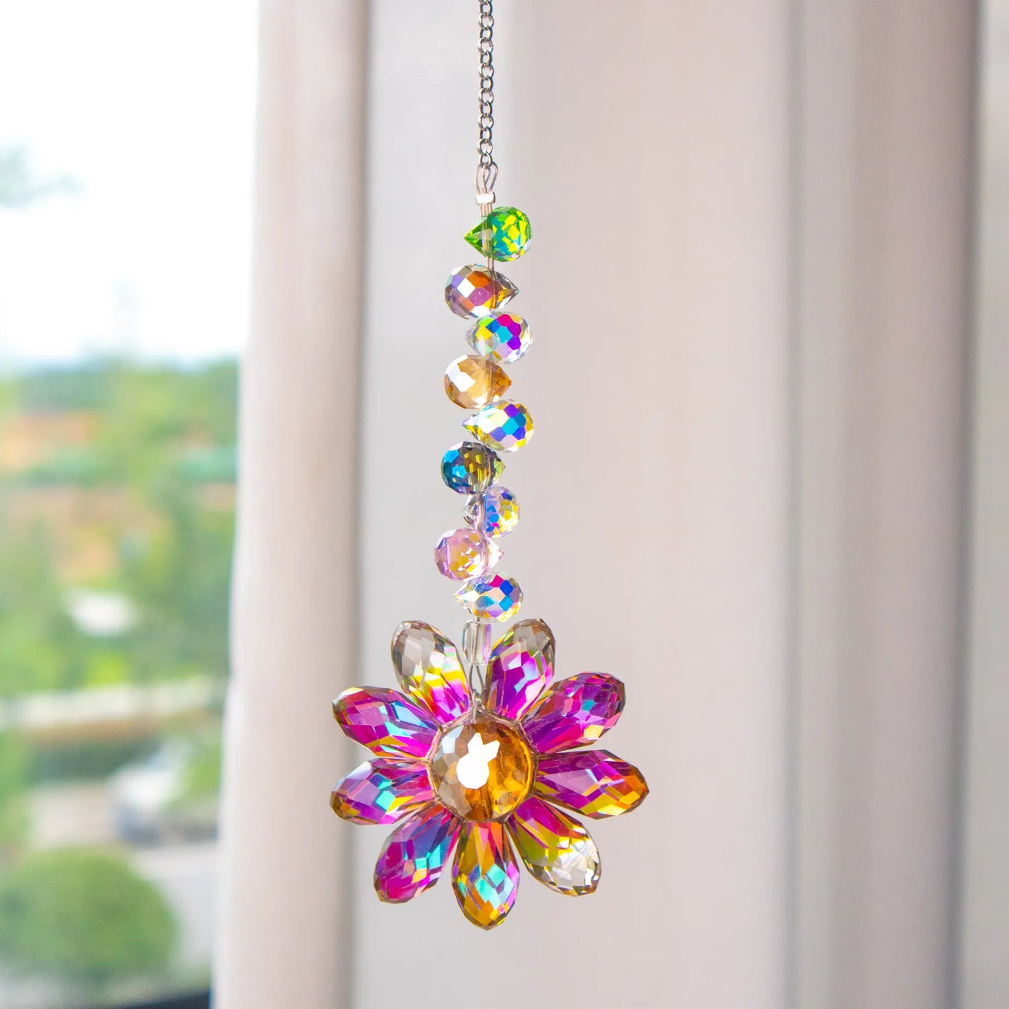 Daisy K9 Crystal Sun Catcher  Window Decors Rainbow Maker Indoor Suncatcher Courtyard Garden Decoration Home Xmas Ornament