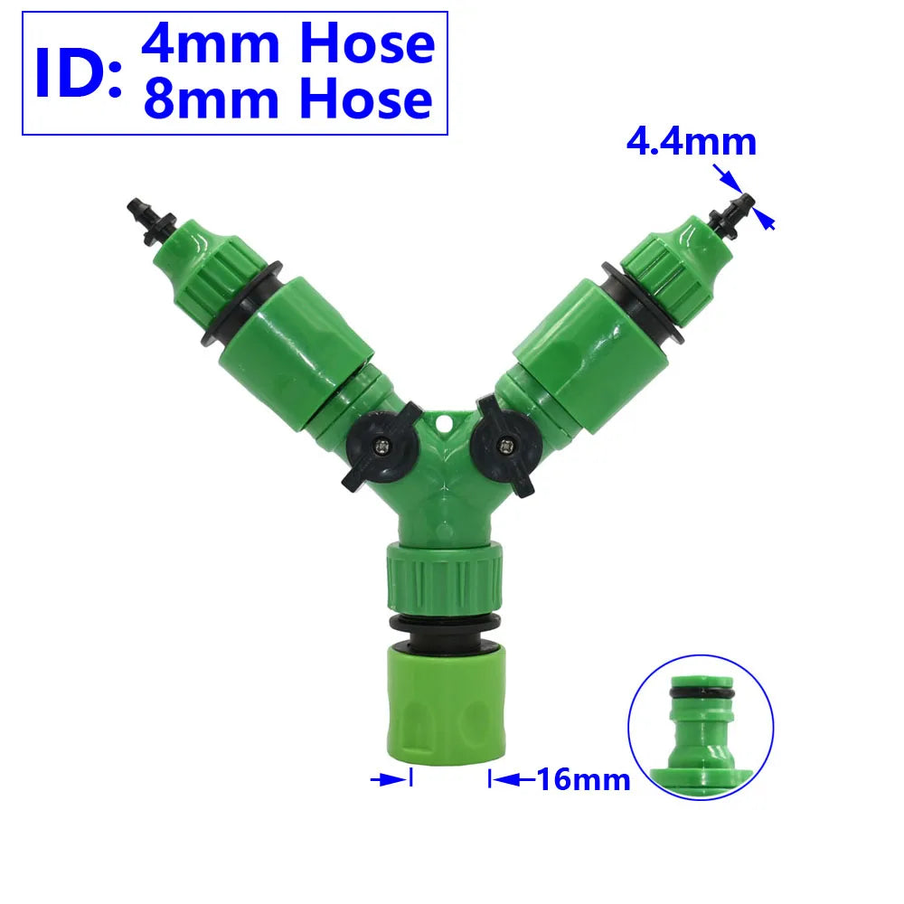 2-Way Tap Hose Splitter – 1/2" & 3/4" Garden Y Splitter with Adjustable Valve Control