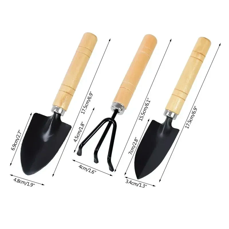 3Pcs Mini Garden Tool Set – Compact Shovels & Rake for Indoor Plants, Cactus & Flower Pots