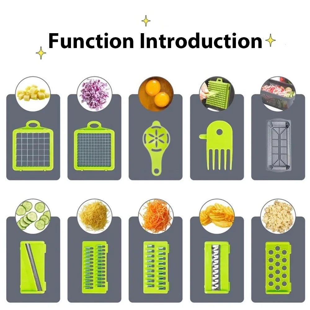 16IN1 Multifunctional Vegetable Chopper Handle Food Grater Dicer Vegetable Slicer Egg Liquid Separator Peeler Kitchen Gadgets