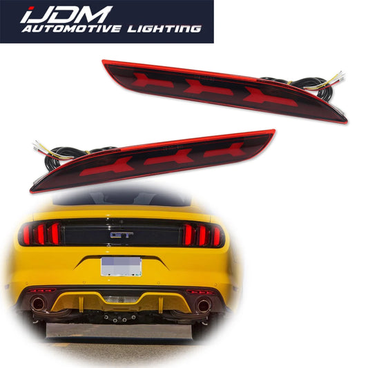 For Ford Mustang 2015 2016 2017 Car LED Rear Bumper Reflector Light Tail/Brake Light Rear Fog Light Sequential Turn Signal Light