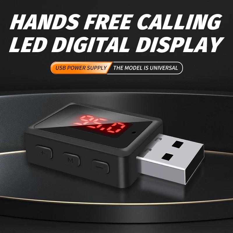 Car Bluetooth 5.3 FM Transmitter Handsfree Call Mini USB Power Car Kit Stereo Wireless Audio Receiver Adapter For Car FM Radio