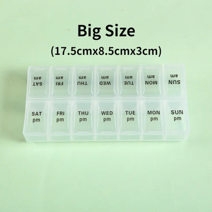 منظم حبوب للسفر لمدة 7 أيام - علبة حبوب أسبوعية محمولة مع 14 خانة للفيتامينات والأدوية