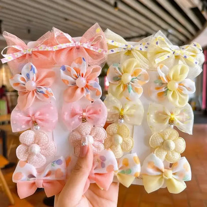10Pcs Baby Girl Hair Clips Set – Cute Lace Flower Hairpins & Bows for Children, Toddlers, and Newborns