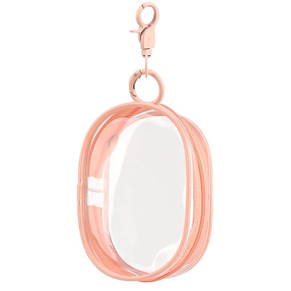Portable Mini Clear Zipper Storage Bag With Keychain Makeup Brush Travel Cosmetics Organizer Case Cute Pvc Dustproof Bags Tool