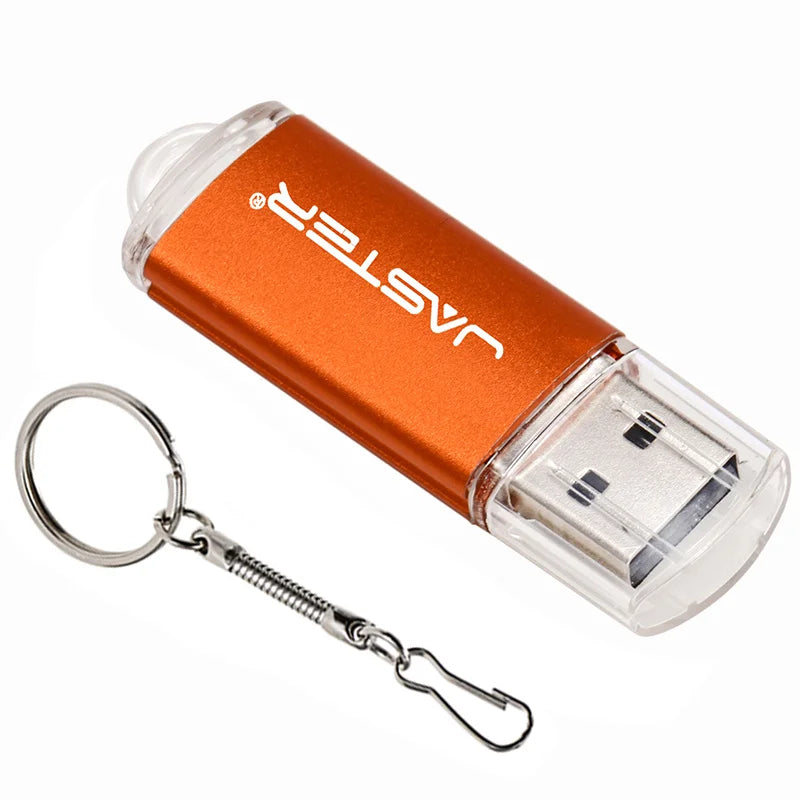 ذاكرة فلاش USB 2.0 عالية السرعة من جاستر، صغيرة الحجم، مصنوعة من البلاستيك، بسعات 128 ميجابايت، 4 جيجابايت، 16 جيجابايت، 32 جيجابايت، 64 جيجابايت، و128 جيجابايت، مع سلسلة مفاتيح. 