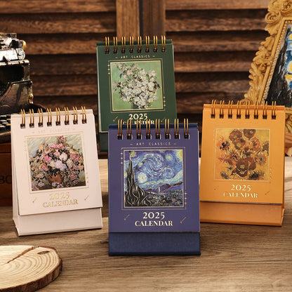 تقويم مكتبي صغير عتيق الطراز لعام 2025 - مخطط شهري قابل للطي