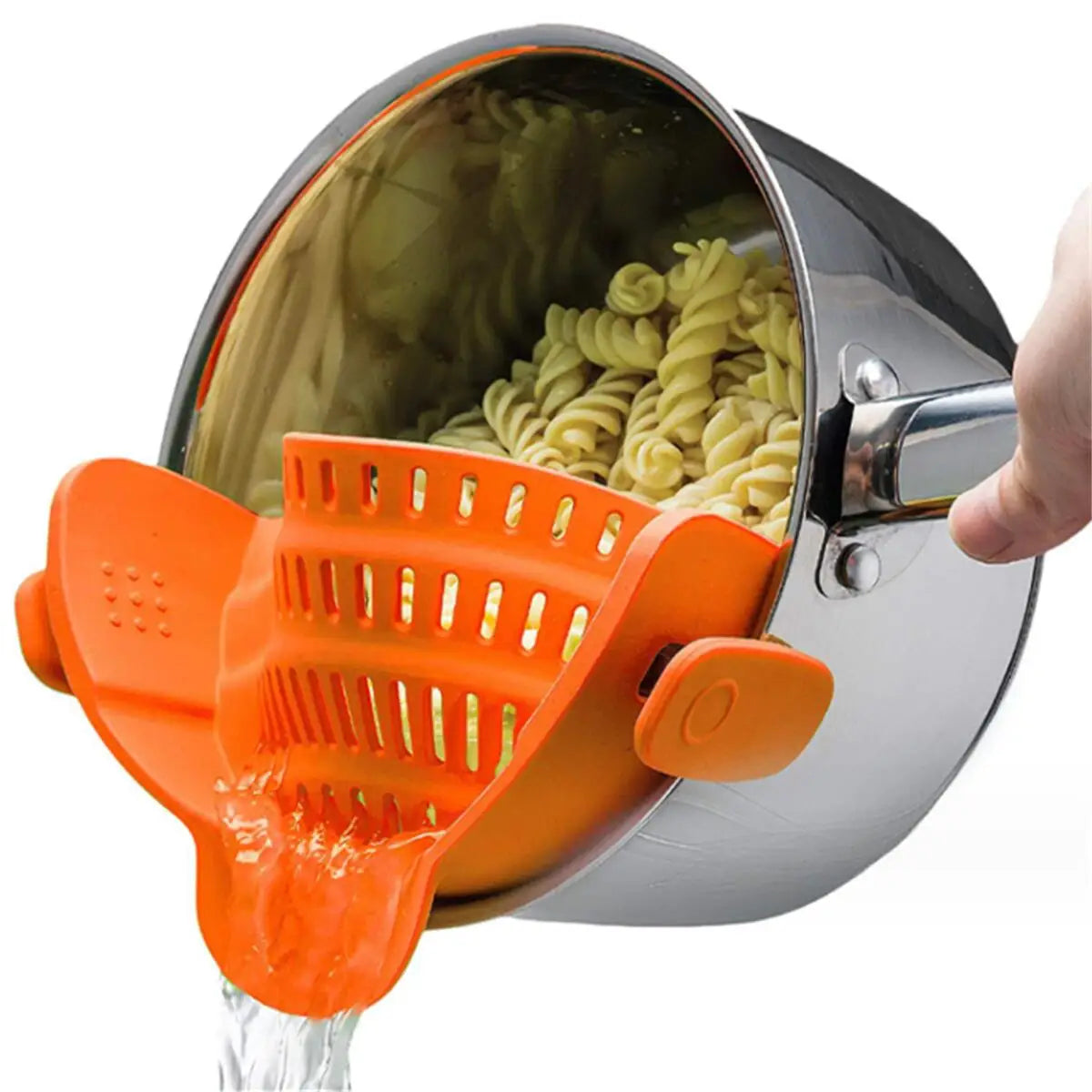 1Pc Clip-On Pot Strainer – Adjustable Silicone Strainer for Pots, Pans & Bowls