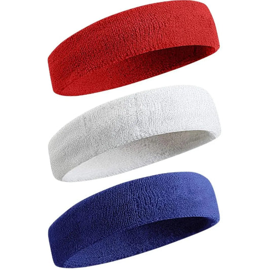 3pcs Sports Headbands – Sweatproof Moisture-Wicking Bands for Tennis, Basketball, Running & Gym