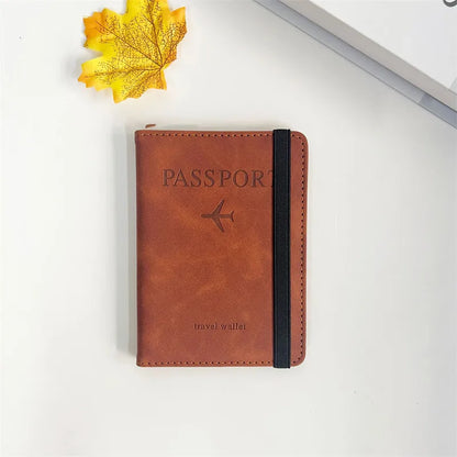 RFID Vintage Business Passport Holder – Multi-Function PU Leather Wallet for Travel