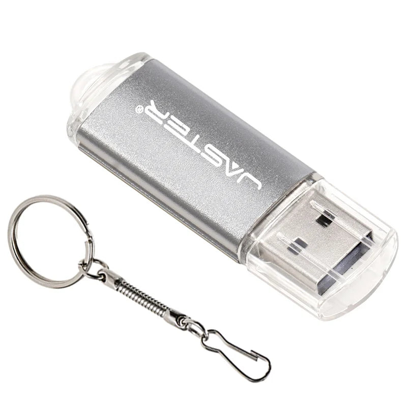 ذاكرة فلاش USB 2.0 عالية السرعة من جاستر، صغيرة الحجم، مصنوعة من البلاستيك، بسعات 128 ميجابايت، 4 جيجابايت، 16 جيجابايت، 32 جيجابايت، 64 جيجابايت، و128 جيجابايت، مع سلسلة مفاتيح. 