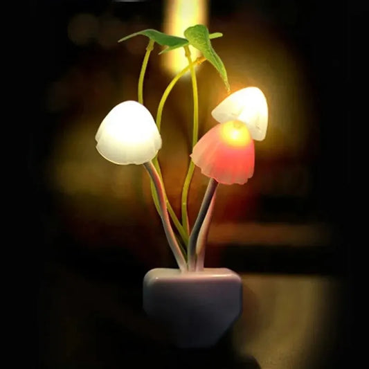 Novelty Mushroom Fungus Night Light with EU & US Plug – 3 Color LED Sensor Lamp for Bedroom, Kids Room & Mood Lighting